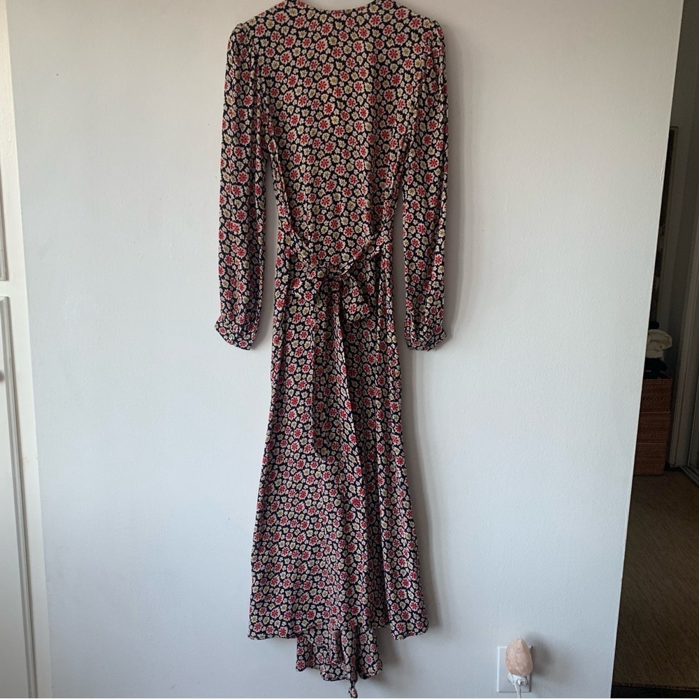 NWT Doen Charleston Deep V Neck Long Sleeve Maxi Dress Navy Bellflower Blossom - Picture 15 of 16